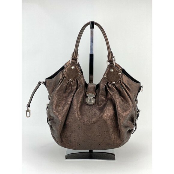 LOUIS VUITTON Large Mahina Leather Bronze Silver Hardware Shoulder Bag - Picture 1 of 13